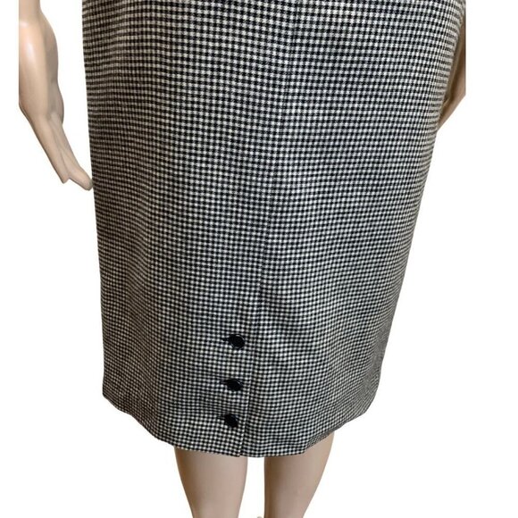 Giorgio Sant'Angelo Classy Merino Wool Gingham Pattern A-Line Skirt 6 - Picture 6 of 7